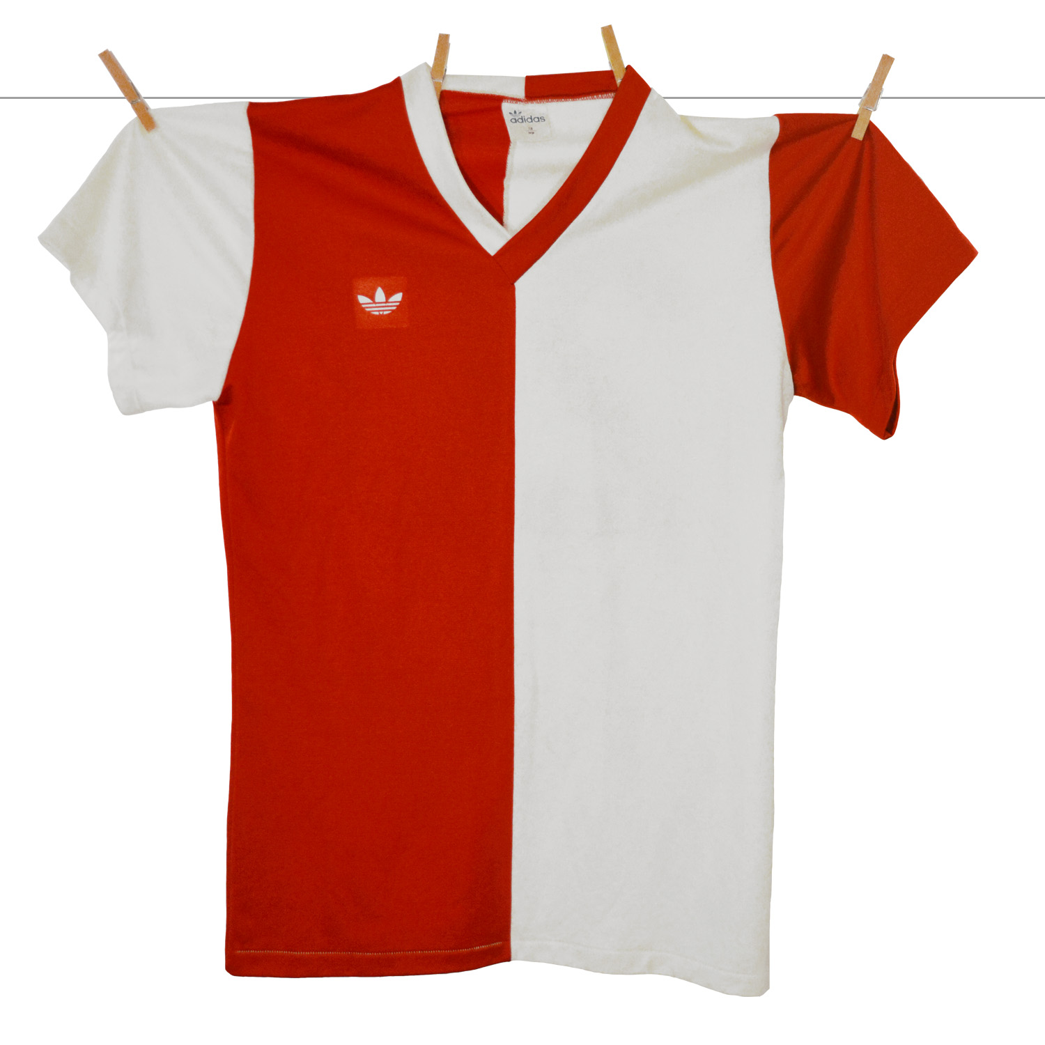 1979 - 1980, Matchworn Adidas Feyenoord thuisshirt Rood-wit, Rugnummer 20, Made in West-Germany