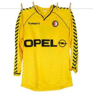 1987 - 1988, prachtig geel oud Feyenoord Hummel Opel uitshirt