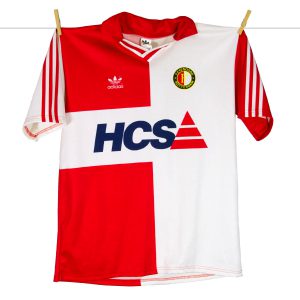 1990 - 1991, Adidas Feyenoord thuisshirt, met HCS sponsor boven rugnummer