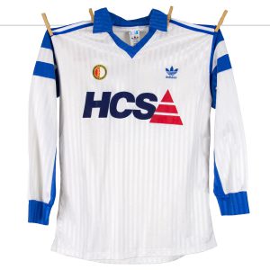1990 - 1991, Feyenoord uitshirt, ommekeershirt met rugnummer 10, het witte HCS shirt